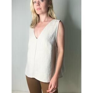 ONLY CHILD Linen Ecru Sleeveless V Neck Swing Top US LARGE